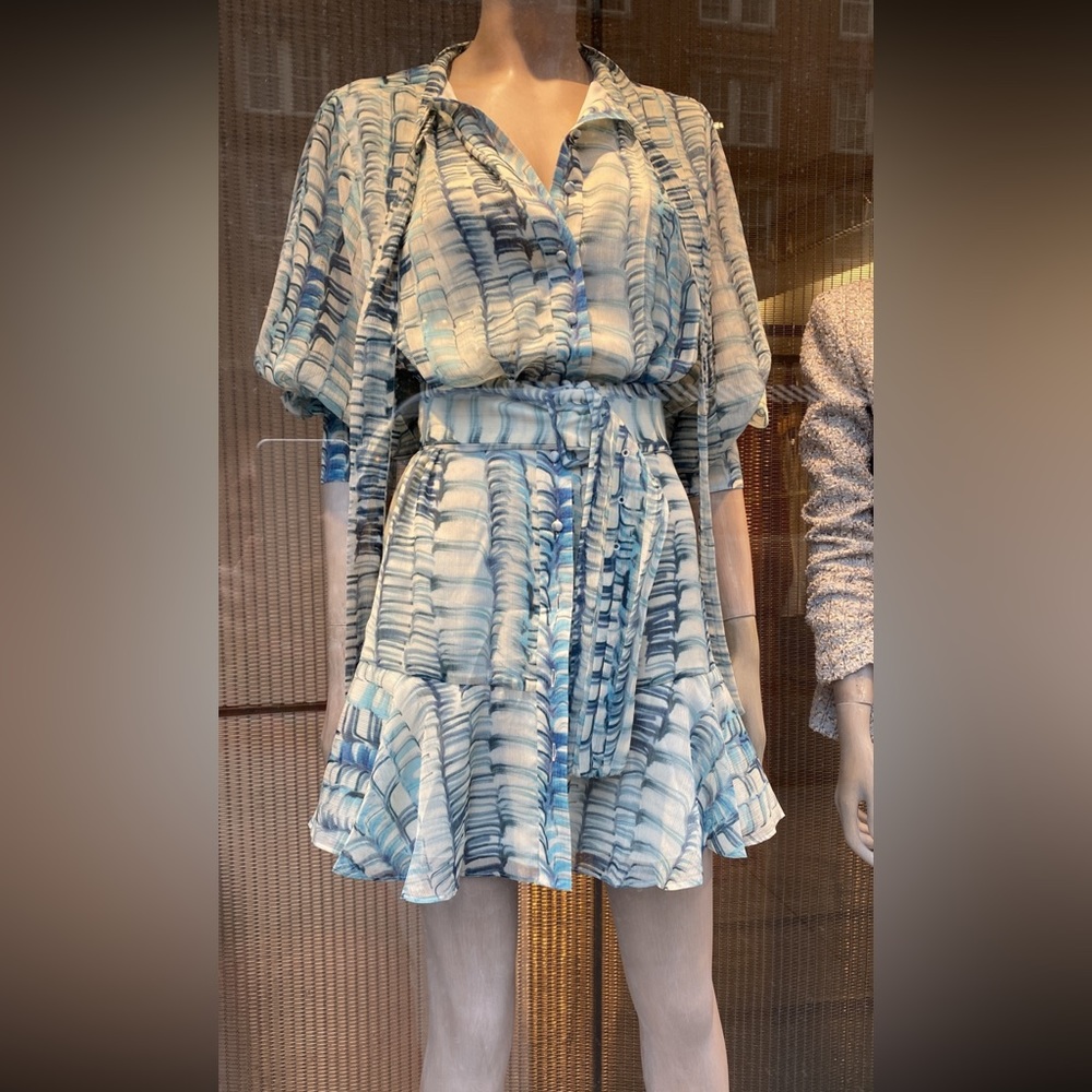 Alexis blue zayd melted printed georgette mini dress NEW W TAGS